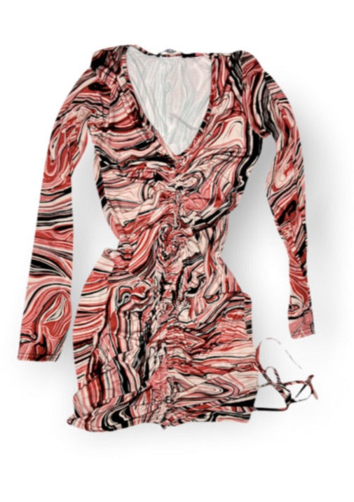 Marble Ruched Mini Dress - Giselle's Collection