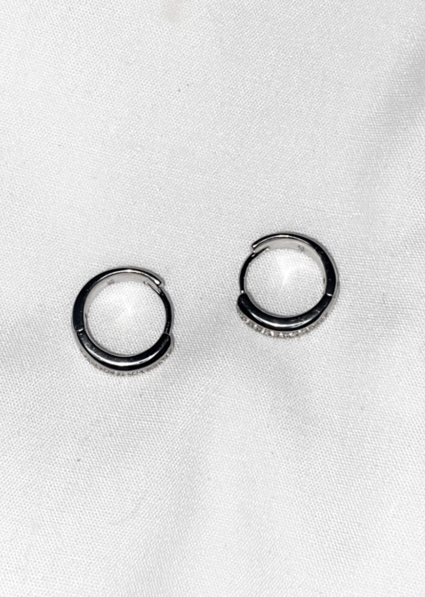 Double Row Diamond Huggie Earrings - Giselle's Collection